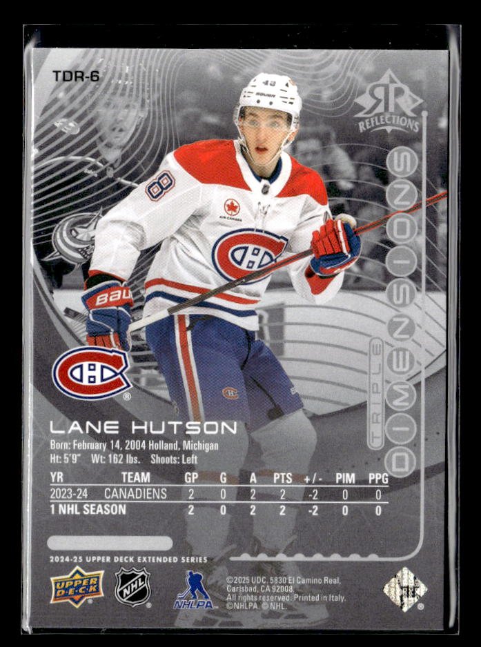 2024-25 Upper Deck Extended Series Reflections Rookie Lane Hutson (2)
