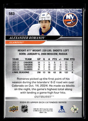 2024-25 Upper Deck Extended Series Hockey Outburst Silver #583 Alexander Romanov (2)