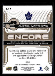 2024-25 Upper Deck Extended Series Hockey Encore Gold #E-17 Auston Matthews (2)