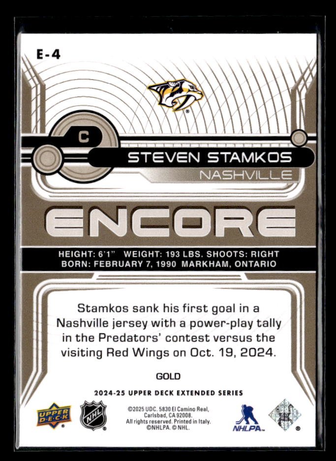 2024-25 Upper Deck Extended Series Hockey Encore Gold #E-4 Steven Stamkos (2)