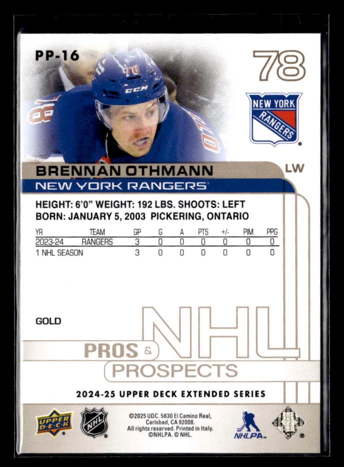 2024-25 Upper Deck Extended Series Pros & Prospects Gold Brennan Othmann (2)