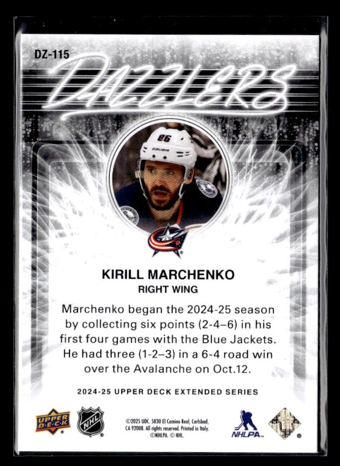 2024-25 Upper Deck Extended Series Hockey Dazzlers Blue Kirill Marchenko (2)