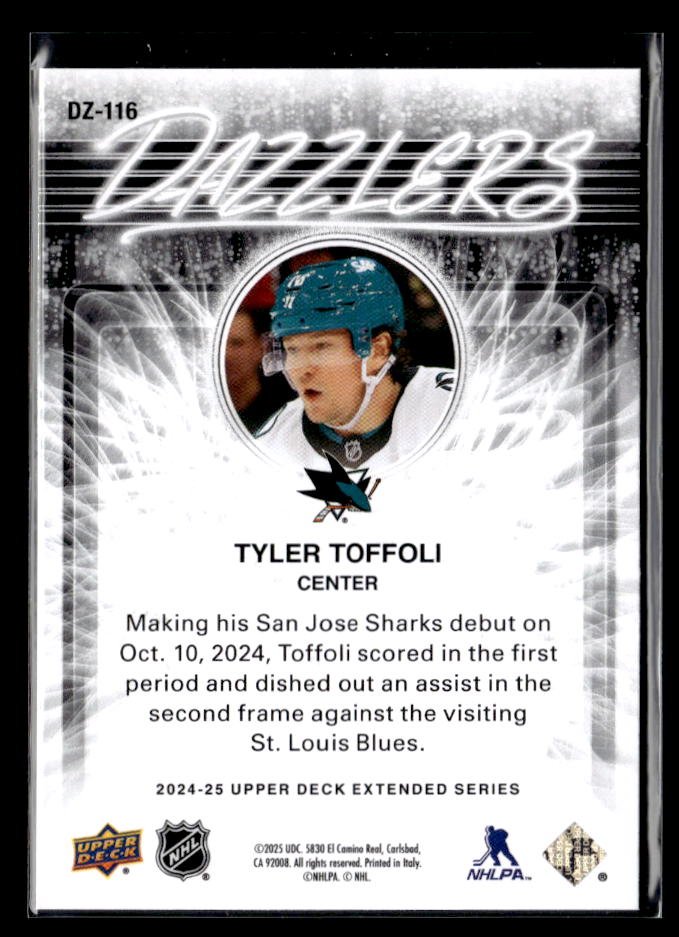 2024-25 Upper Deck Extended Series Hockey Dazzlers Blue Tyler Toffoli (2)