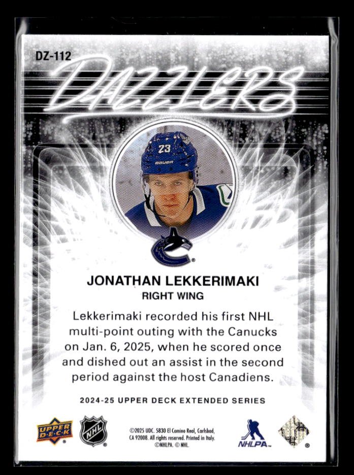 2024-25 Upper Deck Extended Series Hockey Dazzlers Blue Jonathan Lekkerimaki (2)