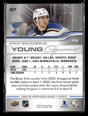 2025-26 Upper Deck Series 1 Hockey Young Guns Rookie #207 Jimmy Snuggerud (2)