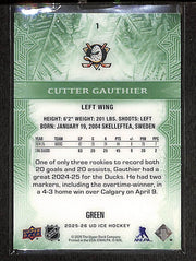 2025-26 Upper Deck Ice Hockey Green Rookie #1 Cutter Gauthier /99 (2)