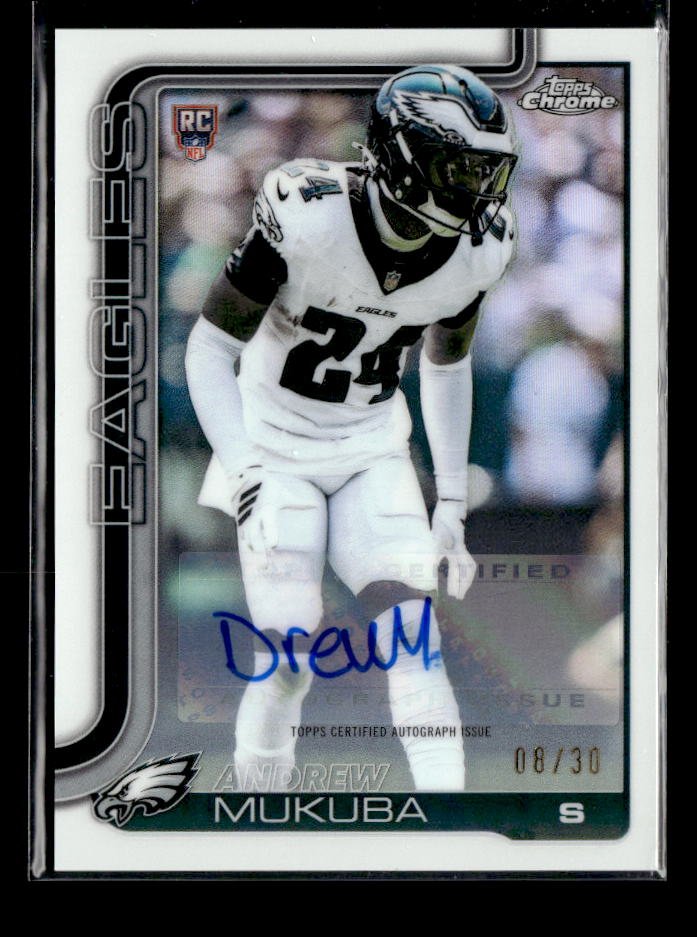 2025 Topps Chrome Football Rookie AUTO Refractor Zandrew Mukuba RC /30
