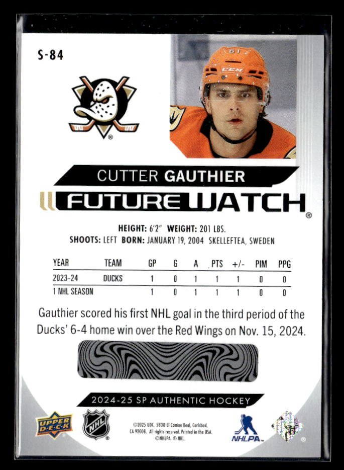 2024-25 Upper Deck SP Authentic Hockey Spectrum FX Rookie #S-84 Cutter Gauthier (2)