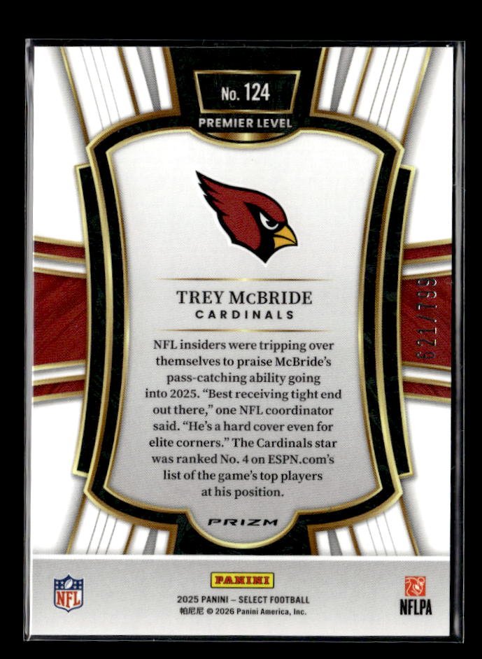 2026 Panini Select Football Premier Level White Shock #124 Trey McBride /199 (2)