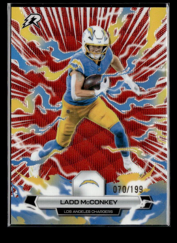 2026 Topps Chrome Football Red Wave Rookie #55 Ladd McConkey RC /199