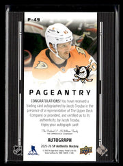 2025-26 Upper Deck SP Authentic Hockey Pageantry AUTO #P-49 Jacob Trouba (2)