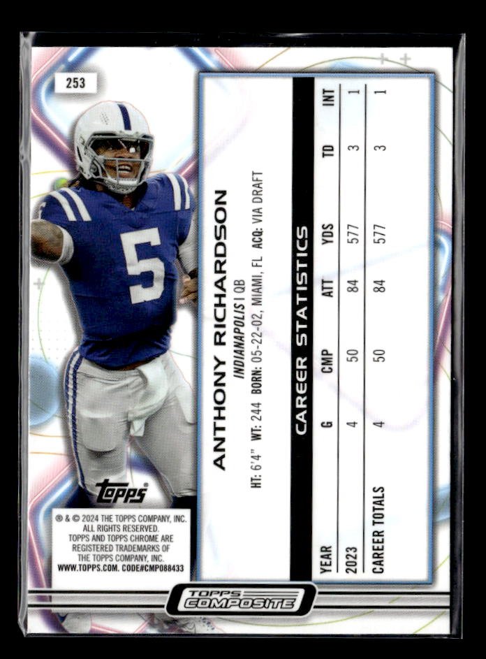 2024 Topps Chrome Football Rookie #253 Anthony Richardson RC (2)