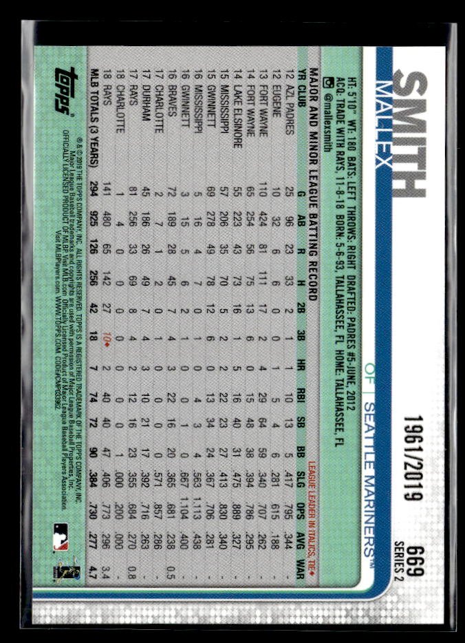 2019 Topps Series 2 Baseball Gold #669 Mallex Smith /2019 (2)