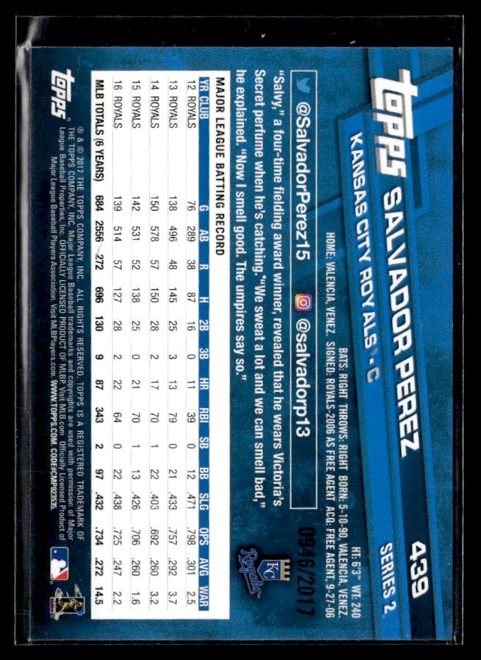 2017 Topps Series 1 Baseball Gold #469 Salvador Perez /2017 (2)