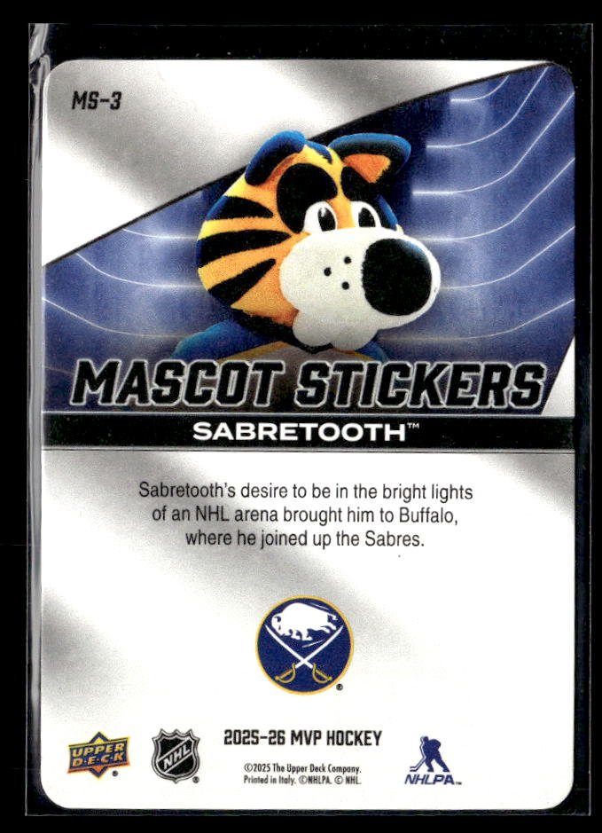 2025-26 Upper Deck MVP Hockey Mascot Stickers #MS-3 Sabretooth (2)