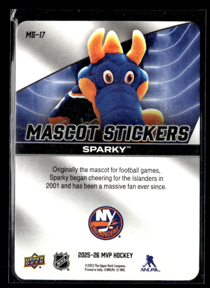 2025-26 Upper Deck MVP Hockey Mascot Stickers #MS-17 Sparky (2)
