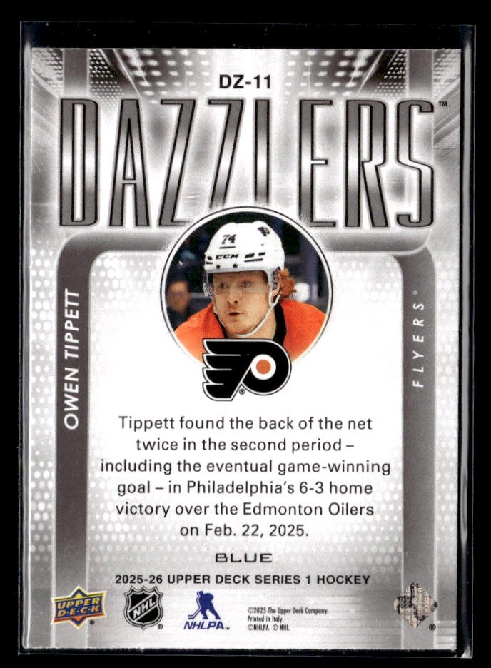2025-26 Upper Deck Series 1 Hockey Dazzlers Blue Owen Tippett (2)