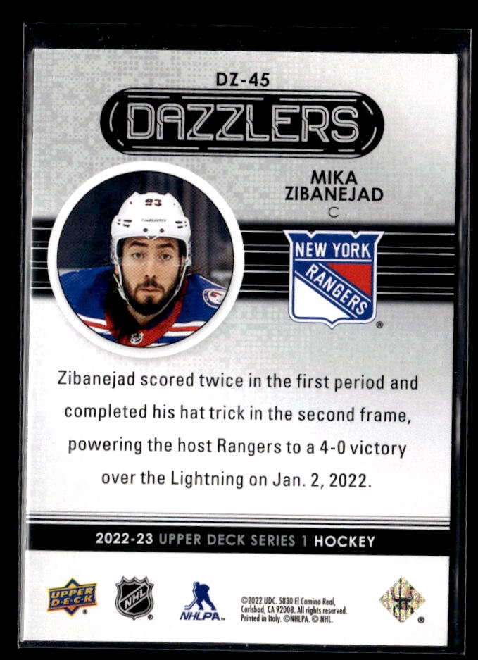 2022-23 Upper Deck Series 1 Orange Dazzlers #DZ-45 Mika Zibanejad (2)