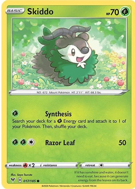 Skiddo - 017/185 Common Pokémon card from Vivid Voltage, Near Mint Normal
