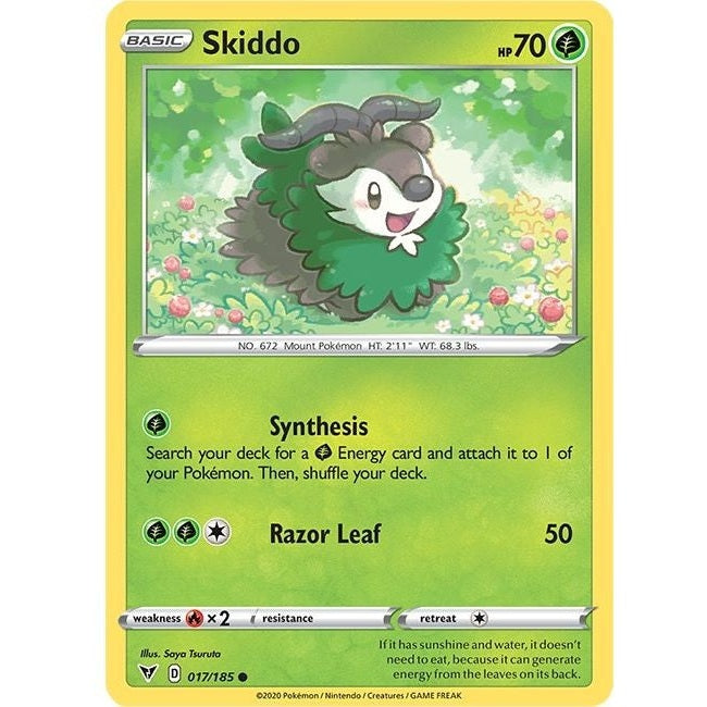 Skiddo - 017/185 Common Pokémon card from Vivid Voltage, Near Mint Normal