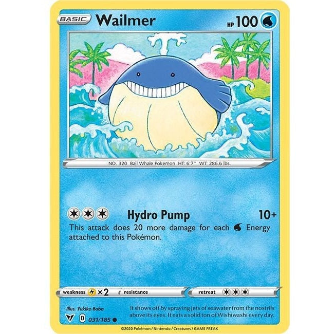 Wailmer - 031/185 Common Pokémon card from Vivid Voltage, Near Mint Normal