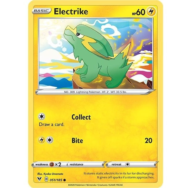 Electrike - 051/185 Common Pokémon card from Vivid Voltage, Near Mint Normal