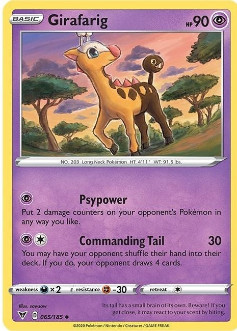 Girafarig - 065/185 Uncommon Pokémon card from Vivid Voltage, Near Mint Normal