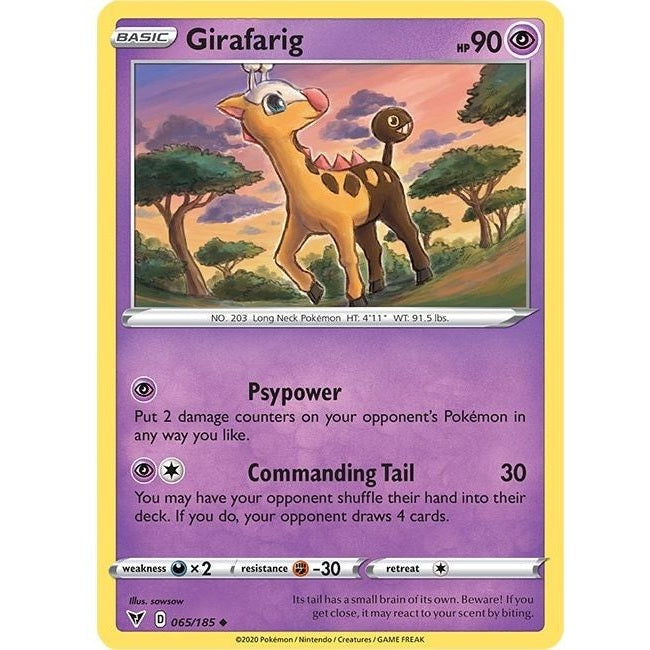 Girafarig - 065/185 Uncommon Pokémon card from Vivid Voltage, Near Mint Normal