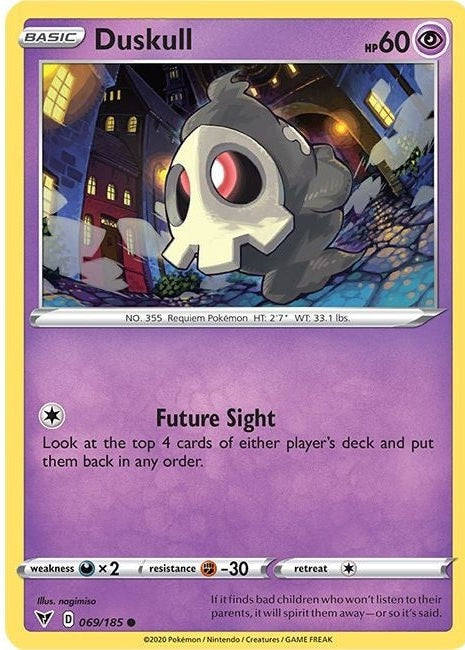 Duskull - 069/185 Common Pokémon card from Vivid Voltage, Near Mint Normal