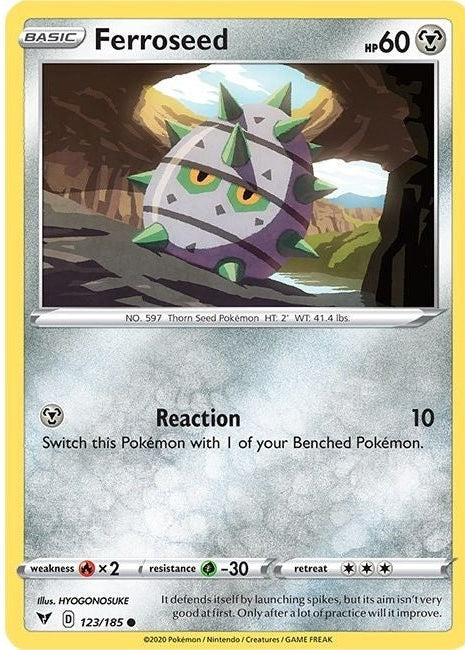 Ferroseed - 123/185 Common Pokémon card from Vivid Voltage, Near Mint Normal