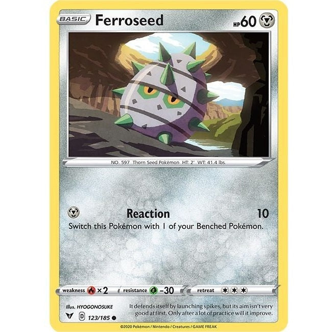 Ferroseed - 123/185 Common Pokémon card from Vivid Voltage, Near Mint Normal