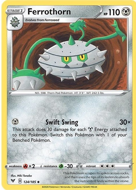 Ferrothorn - 124/185 Uncommon Pokémon card from Vivid Voltage, Near Mint Normal