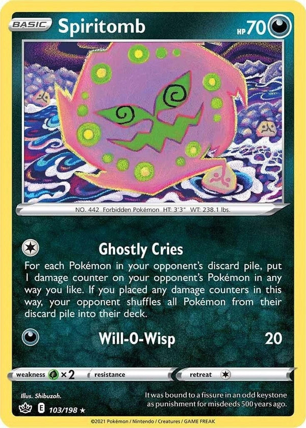 Spiritomb - 103/198 Rare Pokémon card from Chilling Reign, Near Mint Normal
