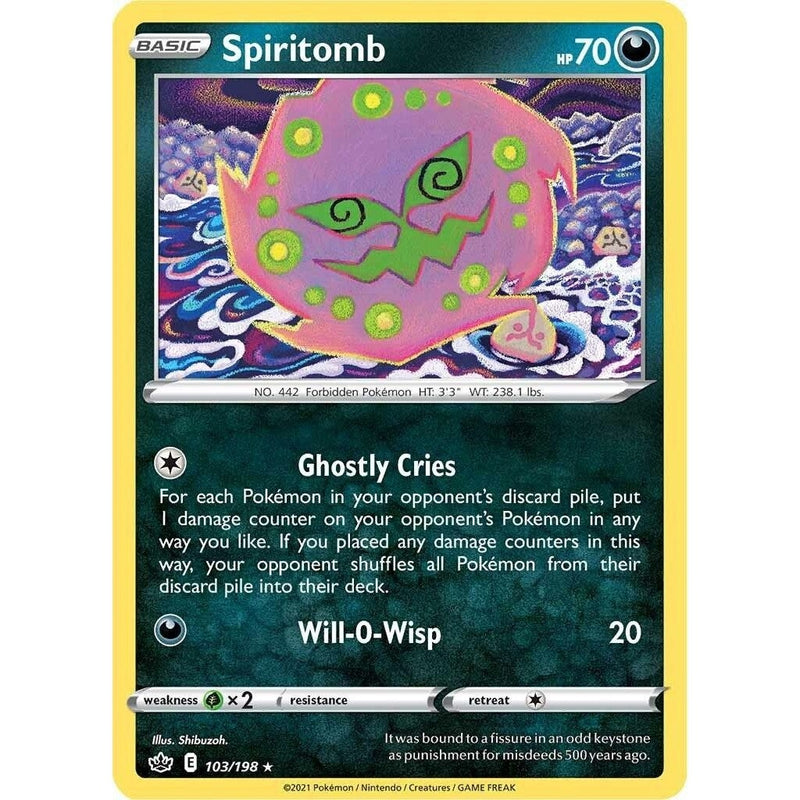 Spiritomb - 103/198 Rare Pokémon card from Chilling Reign, Near Mint Normal