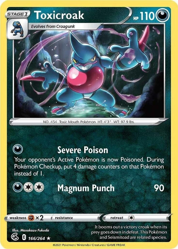 Toxicroak - 166/264 Rare Pokémon card from Fusion Strike, Near Mint Normal