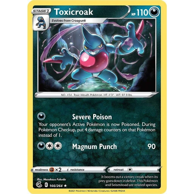 Toxicroak - 166/264 Rare Pokémon card from Fusion Strike, Near Mint Normal