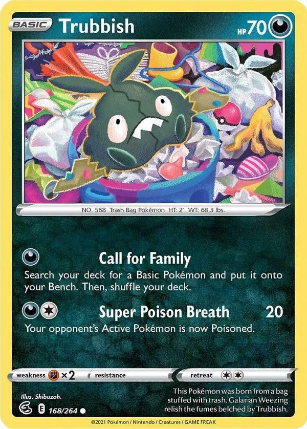 Trubbish - 168/264 Common Pokémon card from Fusion Strike, Near Mint Normal