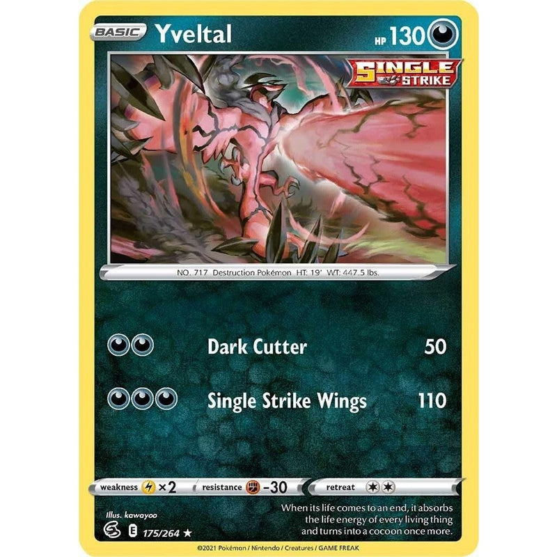 Yveltal - 175/264 Rare Pokémon card from Fusion Strike, Near Mint Normal