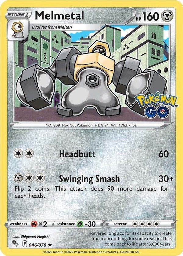 Melmetal - 046/078 Holo Rare Pokémon card from Pokemon GO, Near Mint Reverse Holofoil