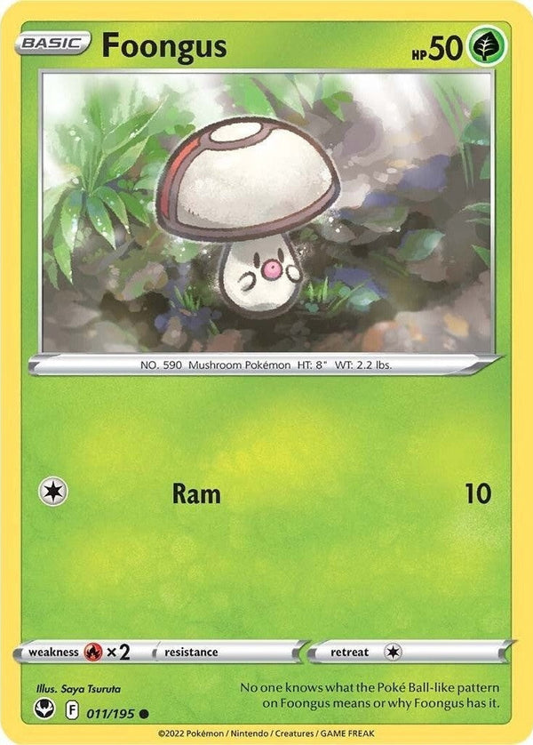 Foongus - 011/195 Common Pokémon card from Silver Tempest, Near Mint Normal
