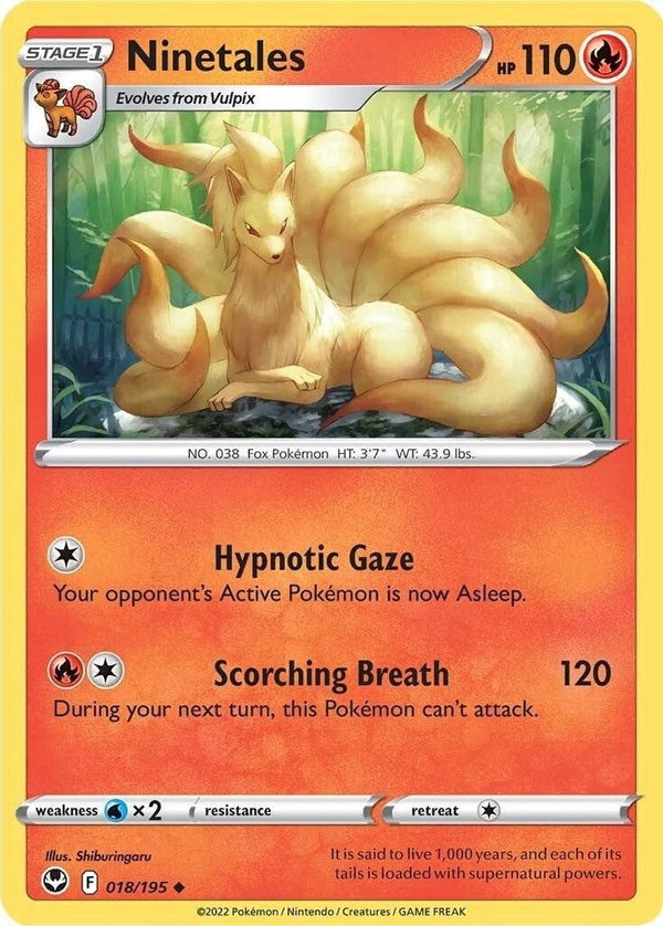Ninetales - 018/195 Uncommon Pokémon card from Silver Tempest, Near Mint Normal
