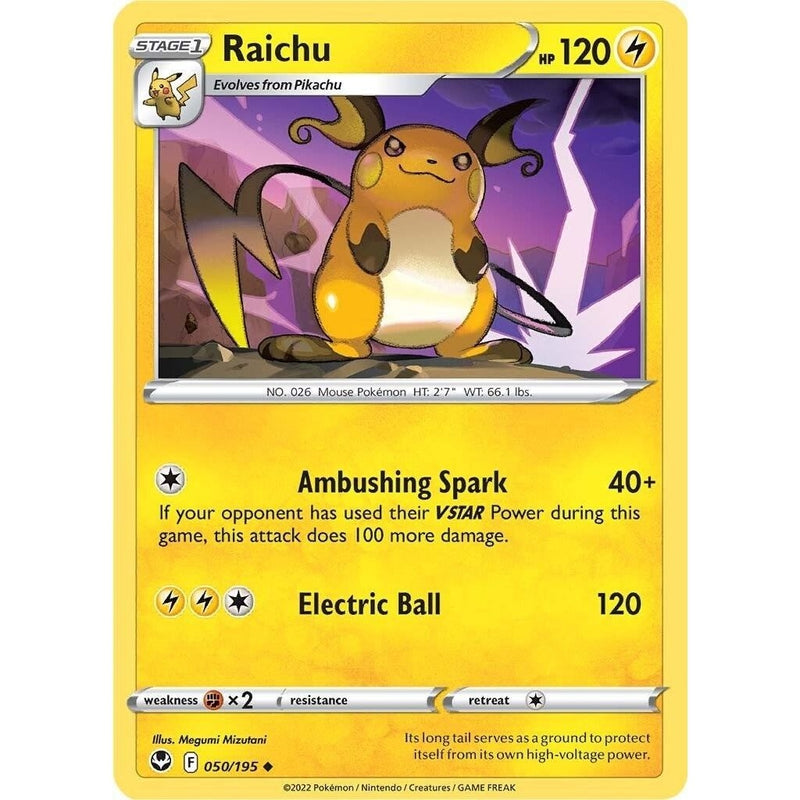 Raichu - 050/195 Uncommon Pokémon card from Silver Tempest, Near Mint Normal