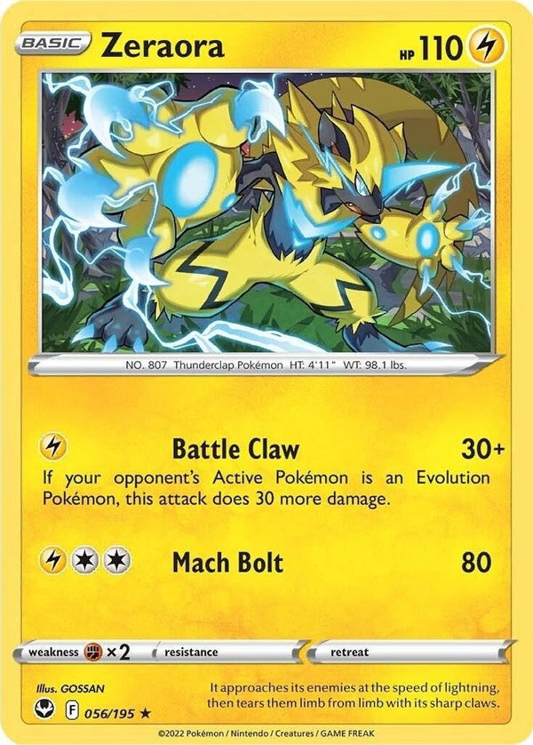 Zeraora - 056/195 Rare Pokémon card from Silver Tempest, Near Mint Normal