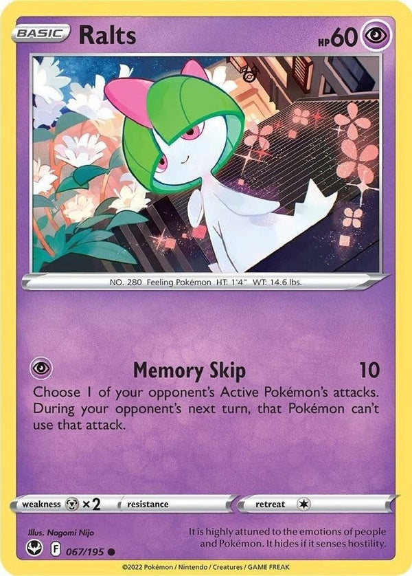 Ralts - 067/195 Common Pokémon card from Silver Tempest, Near Mint Normal