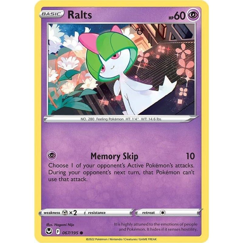 Ralts - 067/195 Common Pokémon card from Silver Tempest, Near Mint Normal