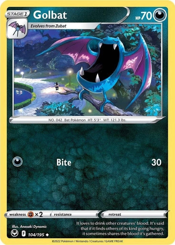 Golbat - 104/195 Uncommon Pokémon card from Silver Tempest, Near Mint Normal