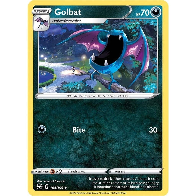 Golbat - 104/195 Uncommon Pokémon card from Silver Tempest, Near Mint Normal