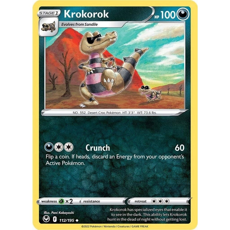 Krokorok - 112/195 Uncommon Pokémon card from Silver Tempest, Near Mint Reverse Holofoil