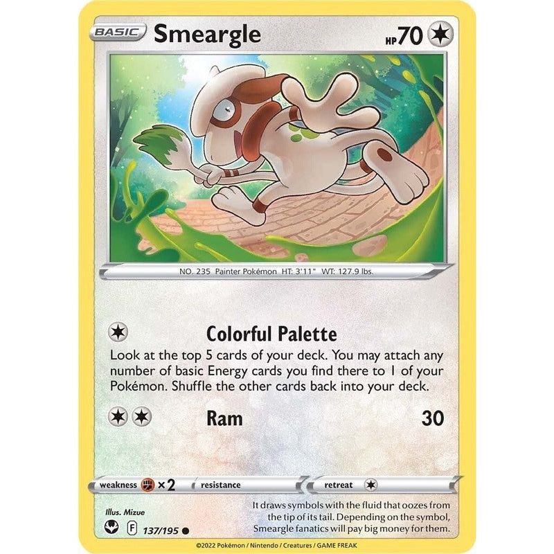 Smeargle - 137/195 Common Pokémon card from Silver Tempest, Near Mint Normal