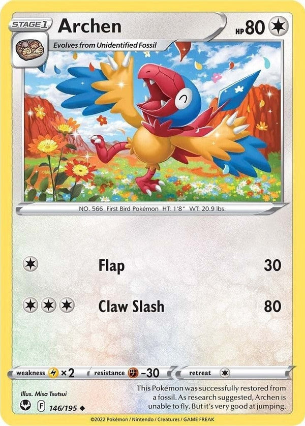 Archen - 146/195 Uncommon Pokémon card from Silver Tempest, Near Mint Normal